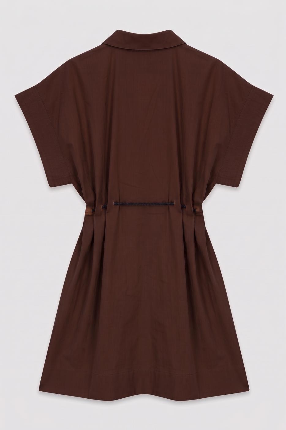 Zip-up Shirt Mini Dress Cinnamon