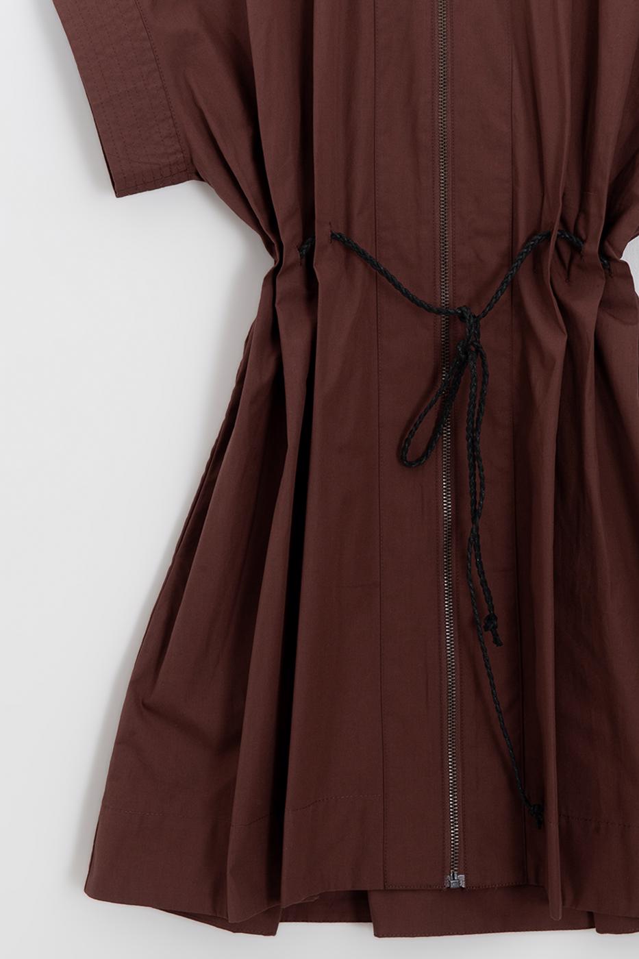Zip-up Shirt Mini Dress Cinnamon