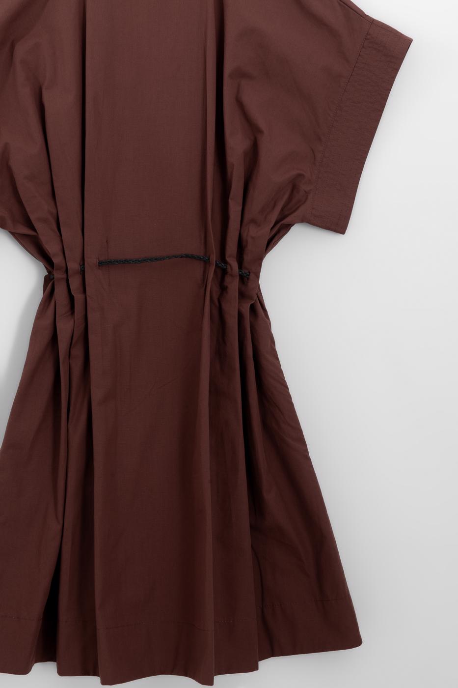 Zip-up Shirt Mini Dress Cinnamon