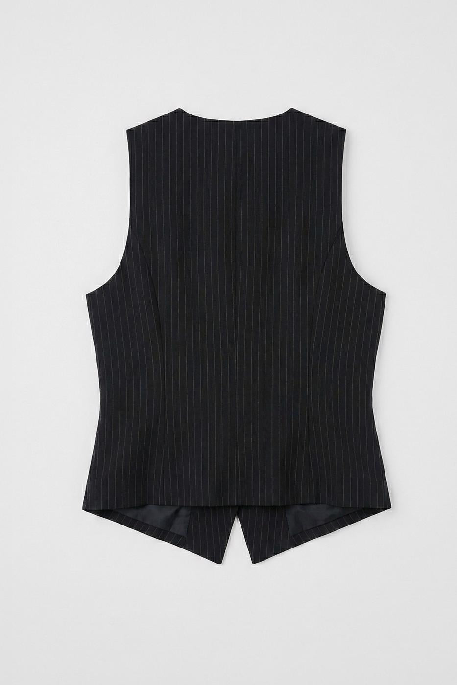 Fitted Vest with Button Detail Black