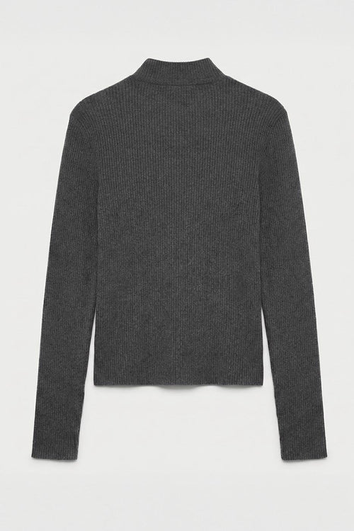 Ribbed High-Neck Top Grey