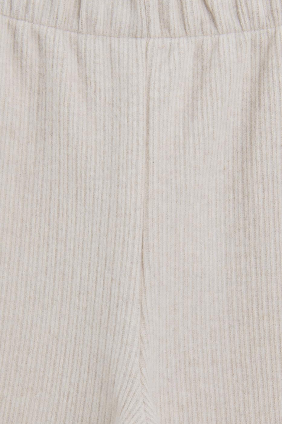 Ribbed Straight Cut Trousers Beige