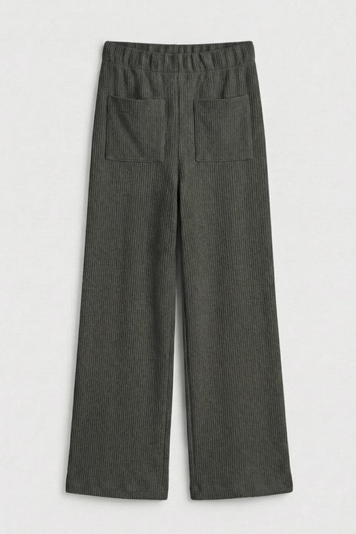 Ribbed Straight Cut Trousers Khaki