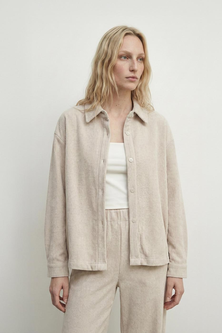 Corduroy Oversize Shirt Beige