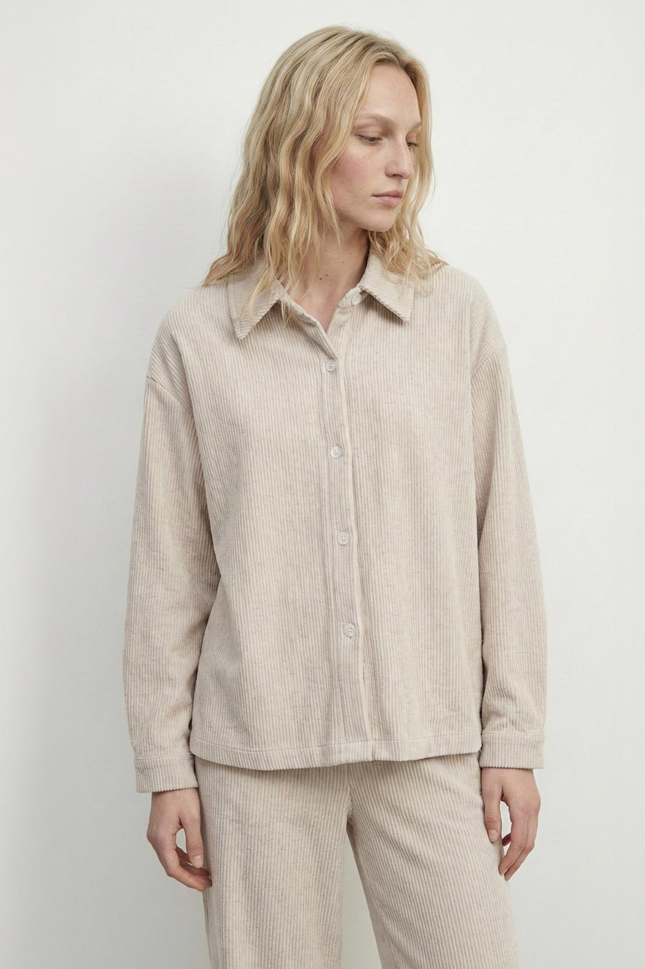 Corduroy Oversize Shirt Beige