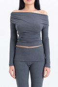 Ribbed Slim Top Grey
