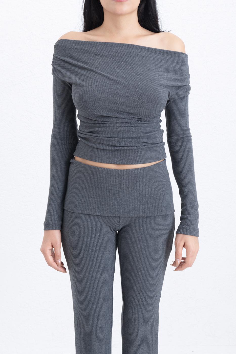Ribbed Slim Top Grey