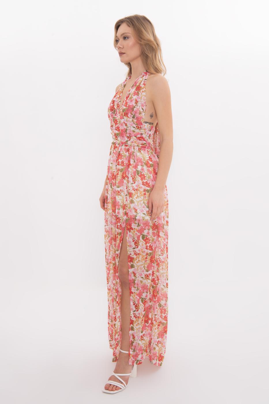 Maxi Chiffon Dress with Scarf