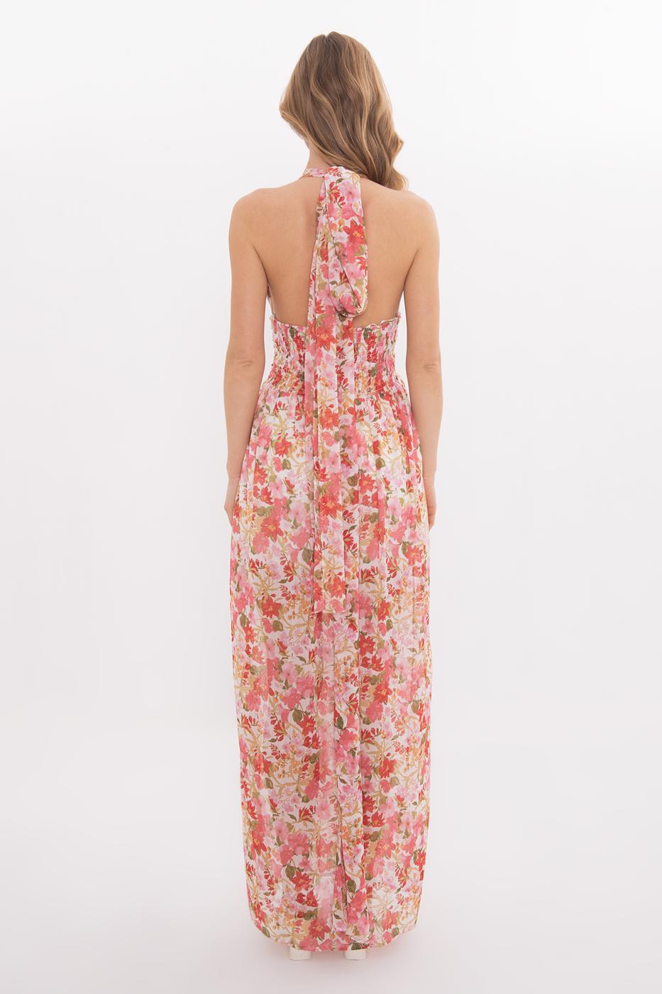 Maxi Chiffon Dress with Scarf