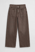 Wide-Fit Colorful Denim Pants Brown
