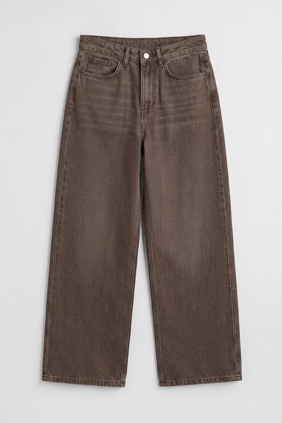 Wide-Fit Colorful Denim Pants Brown