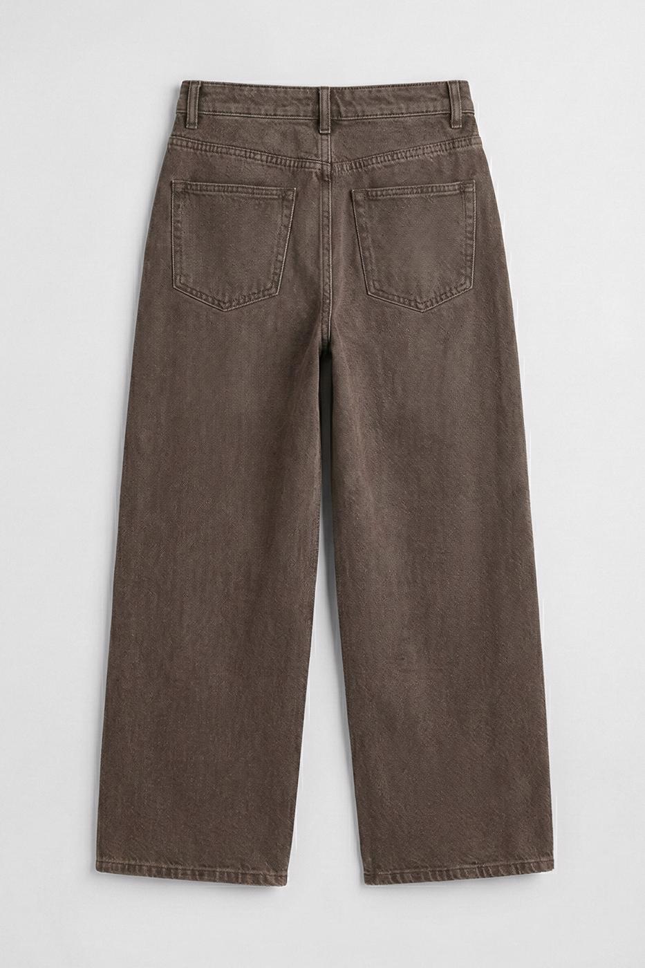 Wide-Fit Colorful Denim Pants Brown