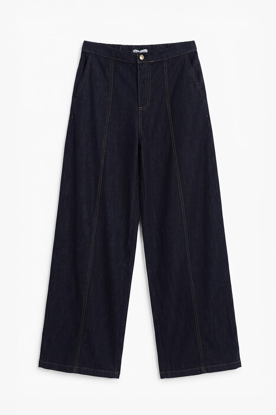 Wide Leg Denim Pants Navy