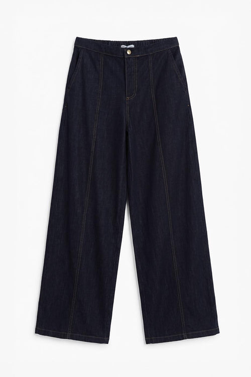 Wide Leg Denim Pants Navy
