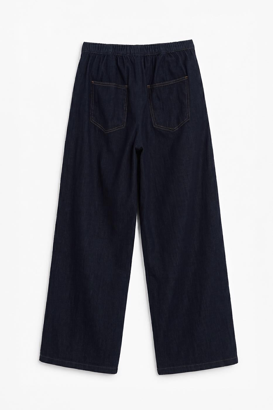 Wide Leg Denim Pants Navy