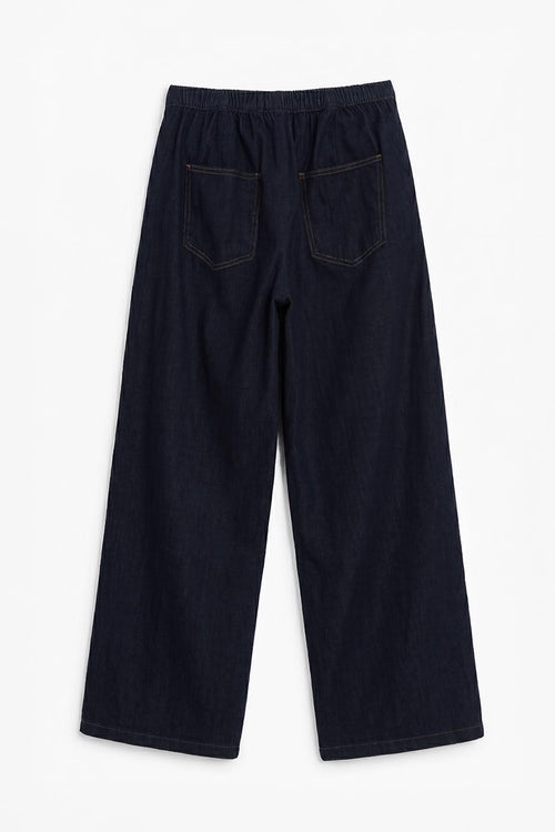 Wide Leg Denim Pants Navy