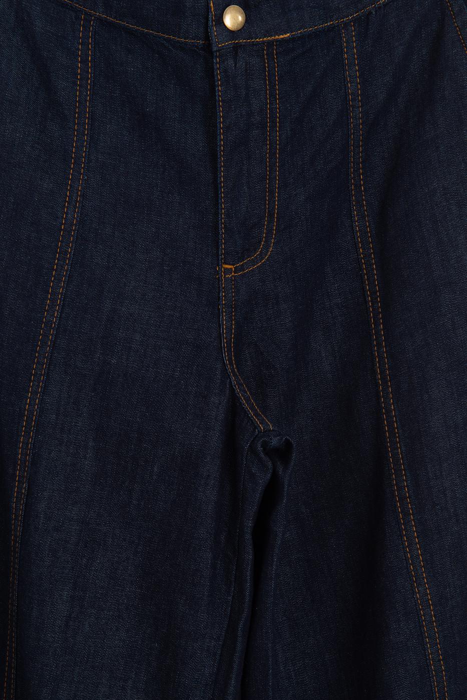Wide Leg Denim Pants Navy
