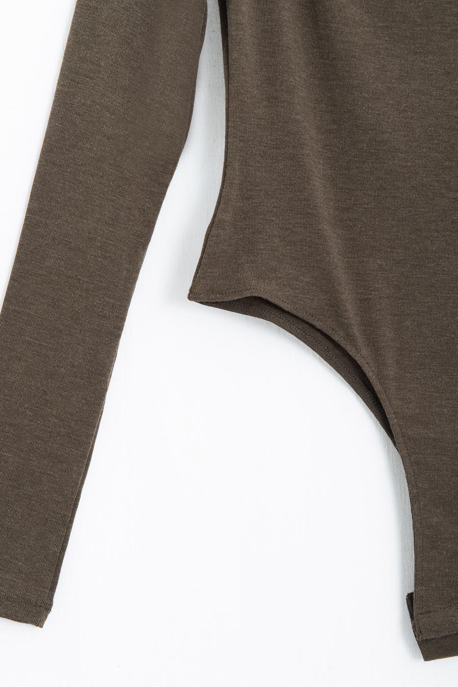 Wide Neck Bodysuit Khaki