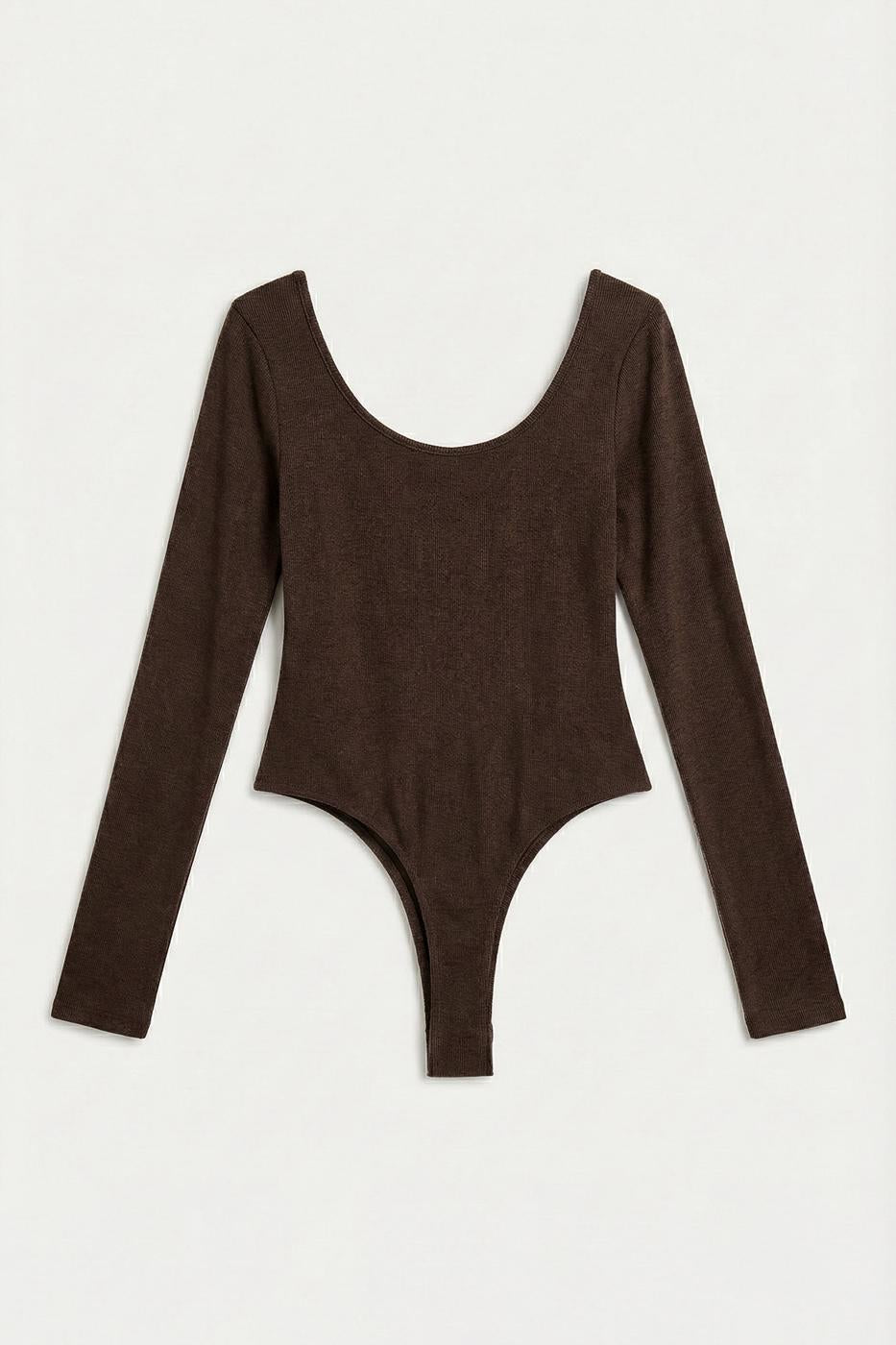 Wide Neck Bodysuit Brown