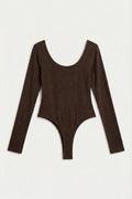 Wide Neck Bodysuit Brown