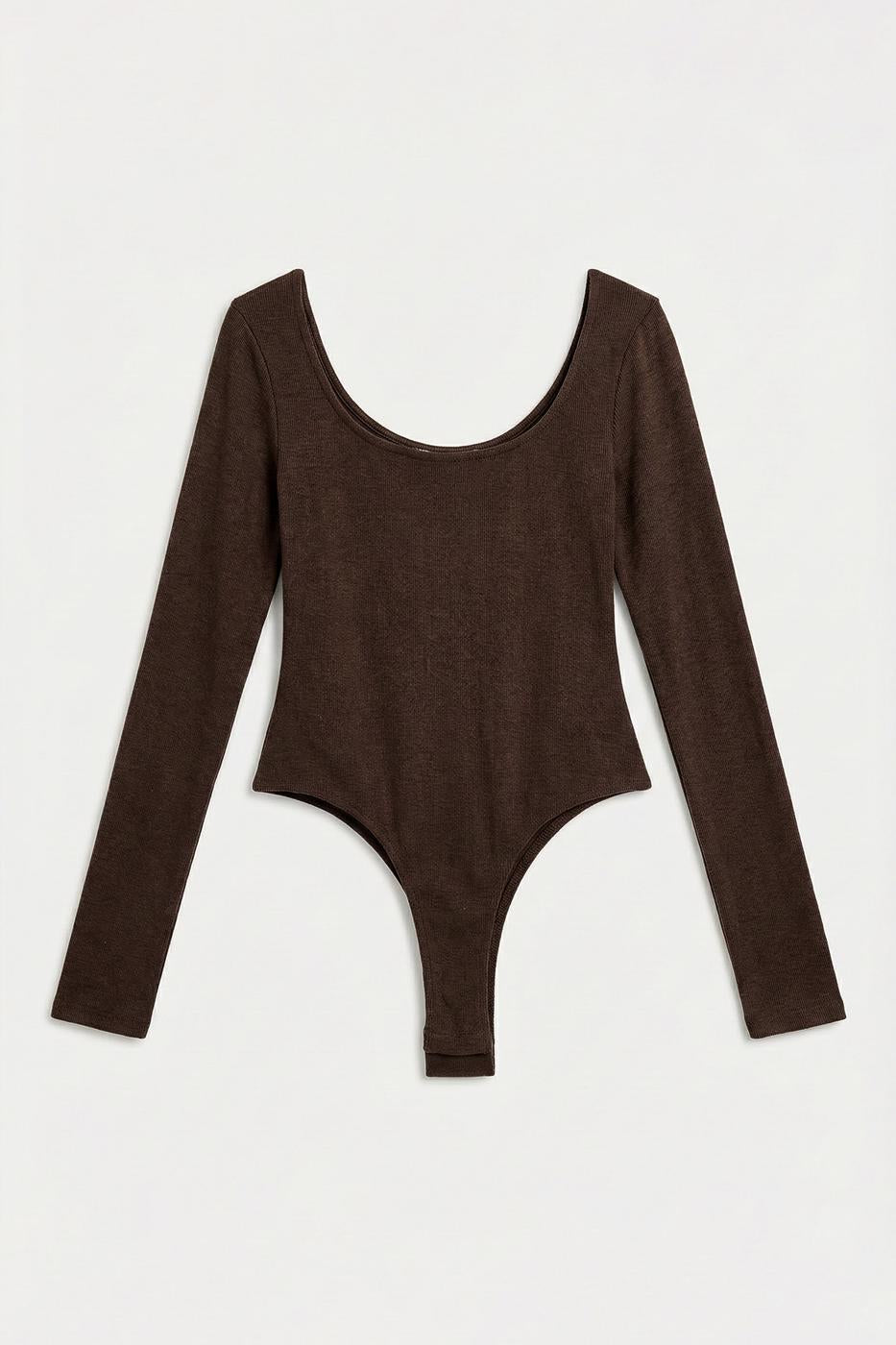 Wide Neck Bodysuit Brown