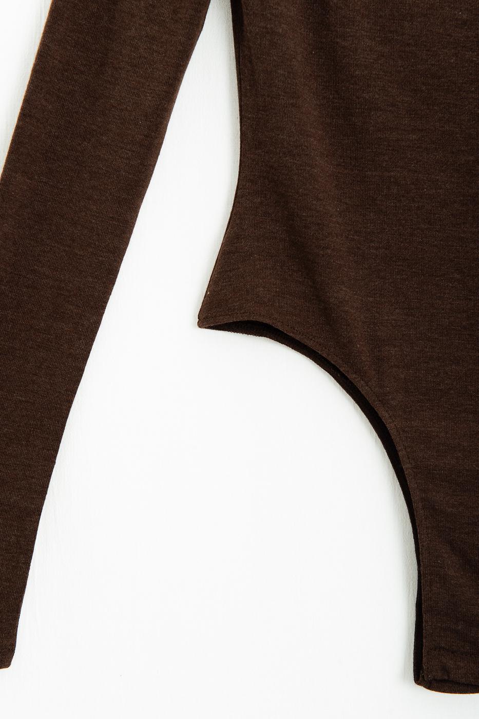 Wide Neck Bodysuit Brown