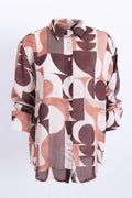 Geometric Pattern Shirt Brown