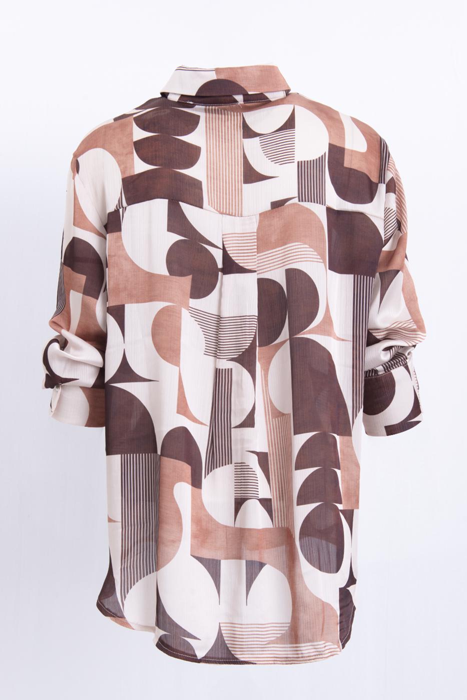 Geometric Pattern Shirt Brown