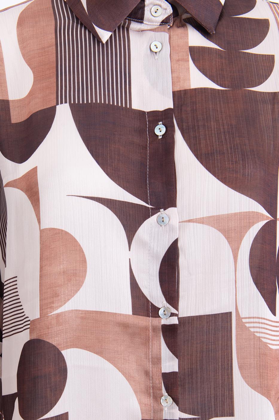 Geometric Pattern Shirt Brown