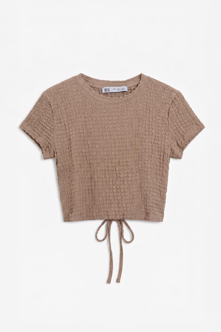 Textured Crop Top Beige