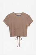 Textured Crop Top Beige