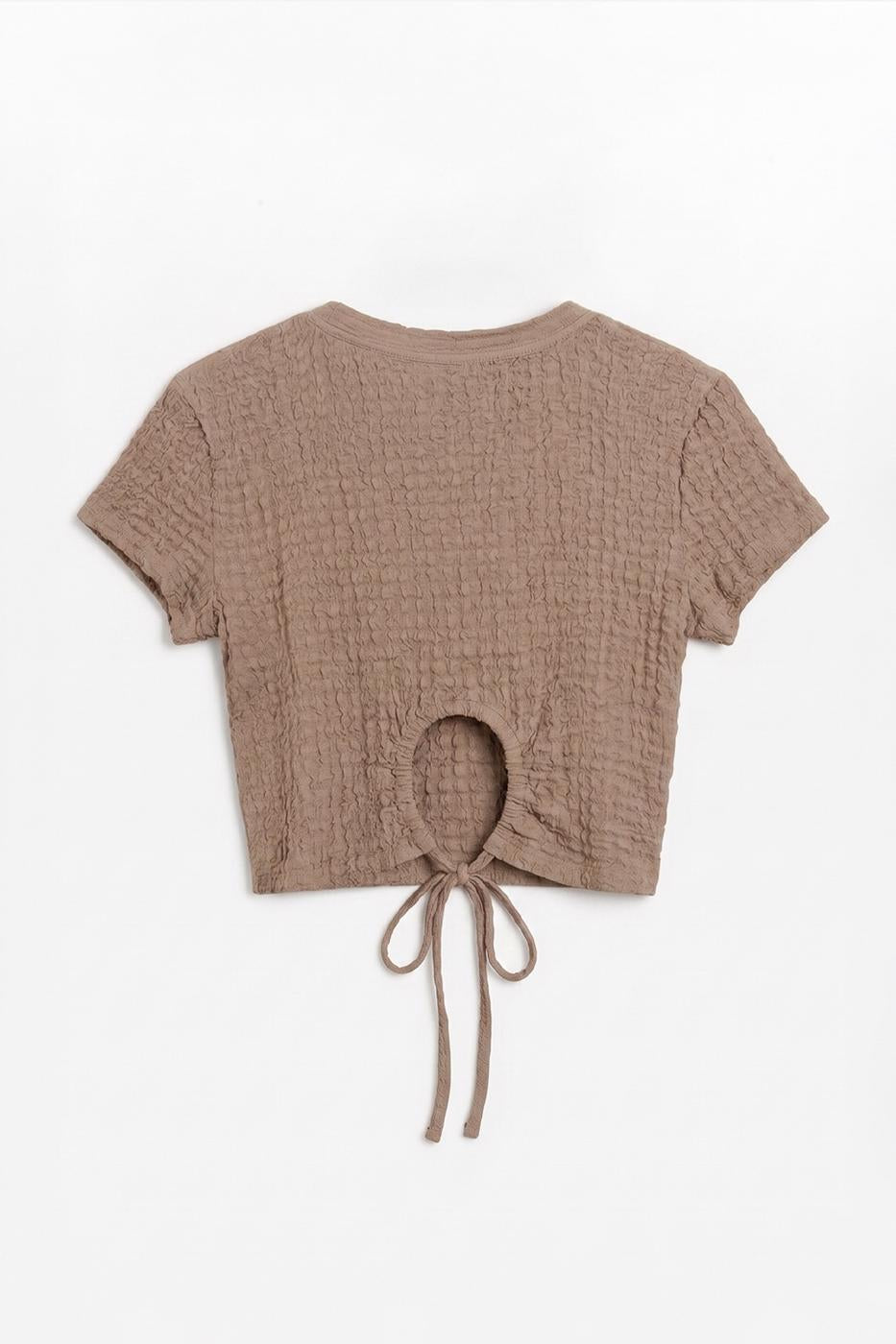Textured Crop Top Beige