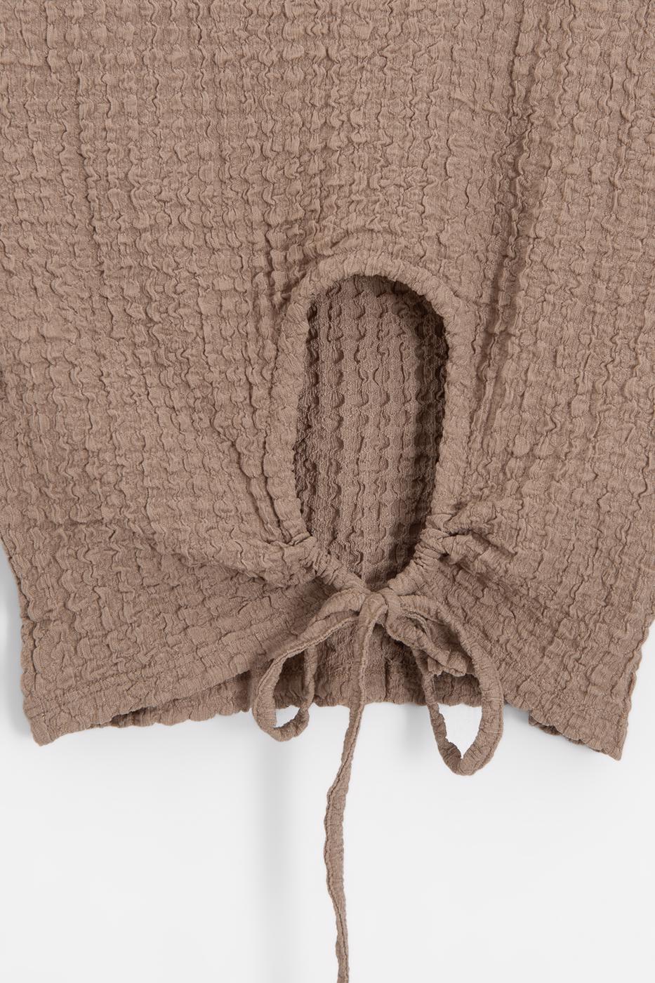 Textured Crop Top Beige
