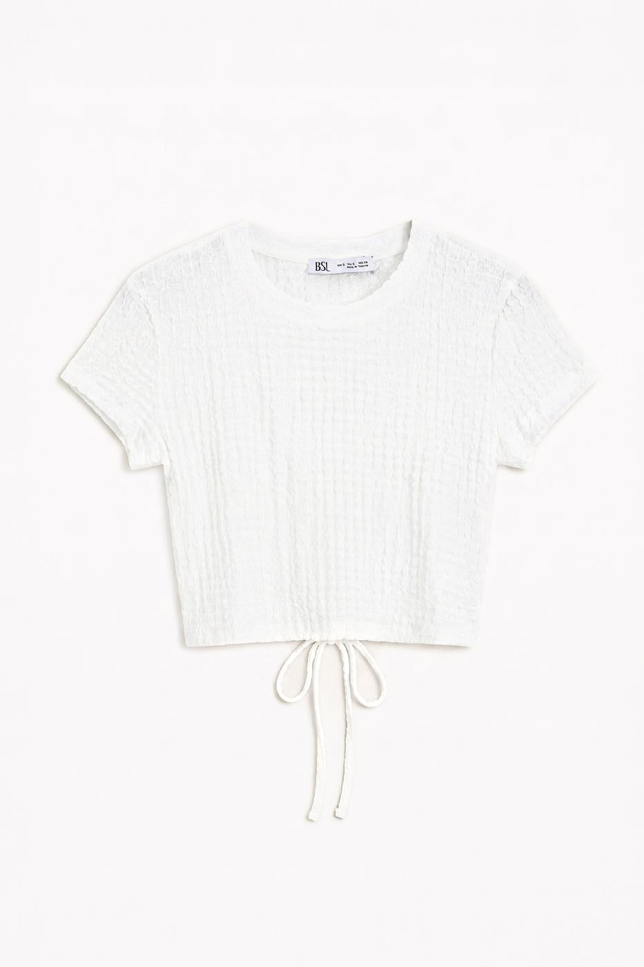 Textured Crop Top Off whıte