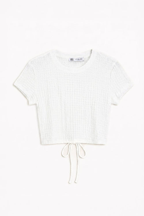 Textured Crop Top Off whıte
