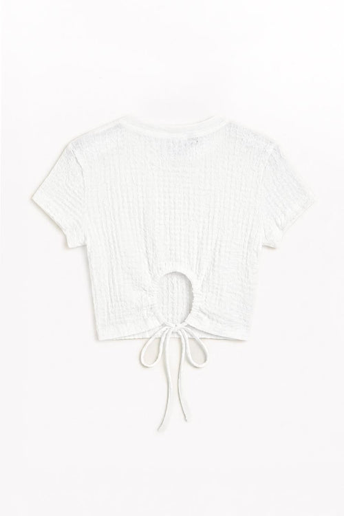 Textured Crop Top Off whıte