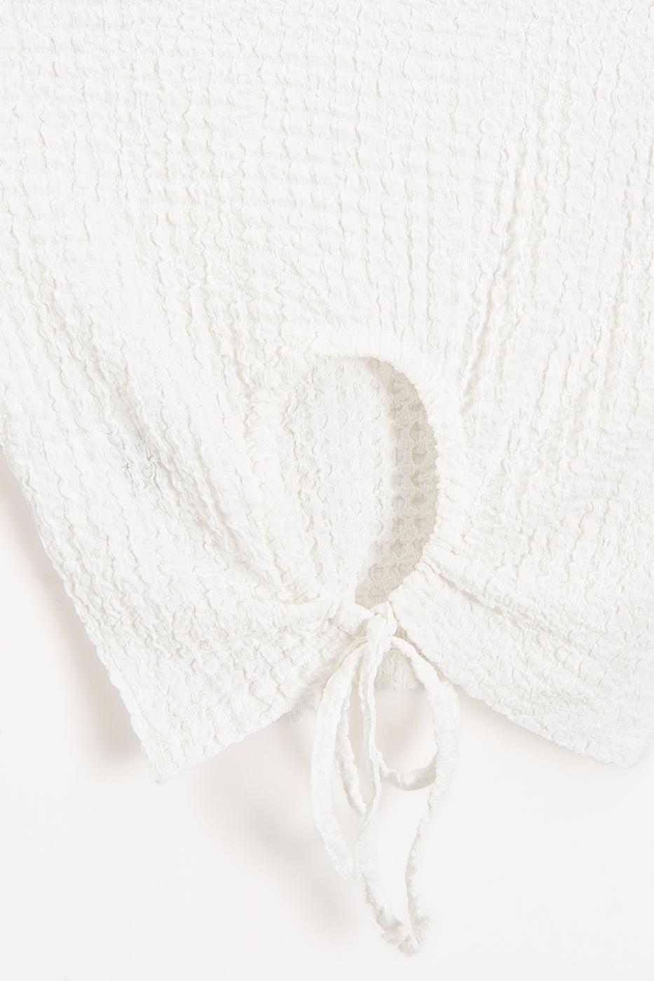 Textured Crop Top Off whıte