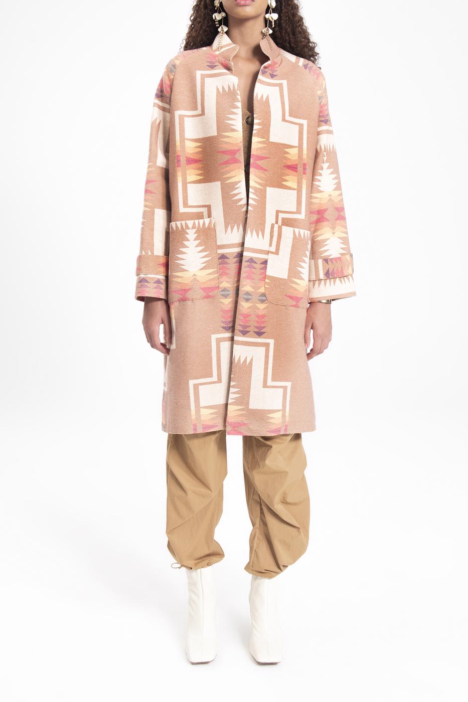 Mandarin collar coat Beige