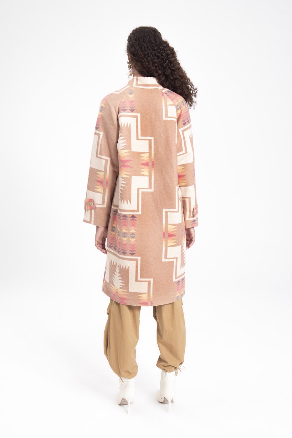 Mandarin collar coat Beige