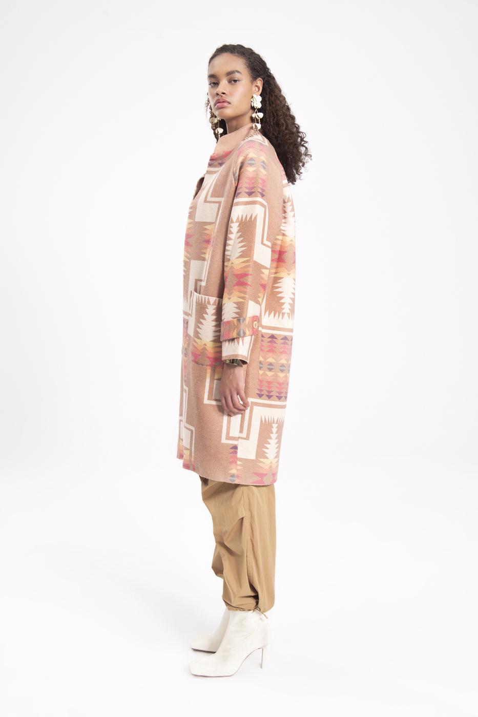 Mandarin collar coat Beige