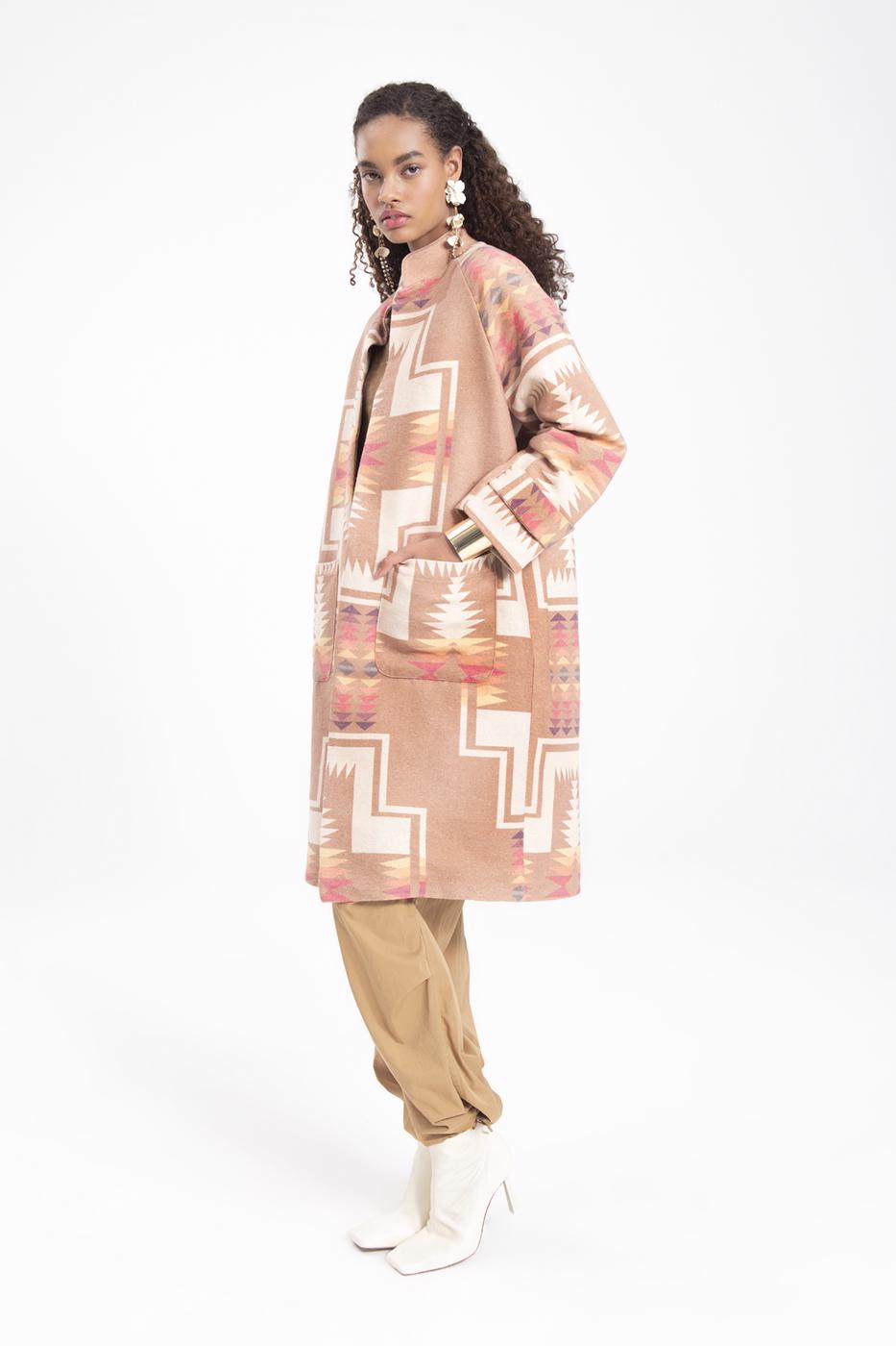 Mandarin collar coat Beige