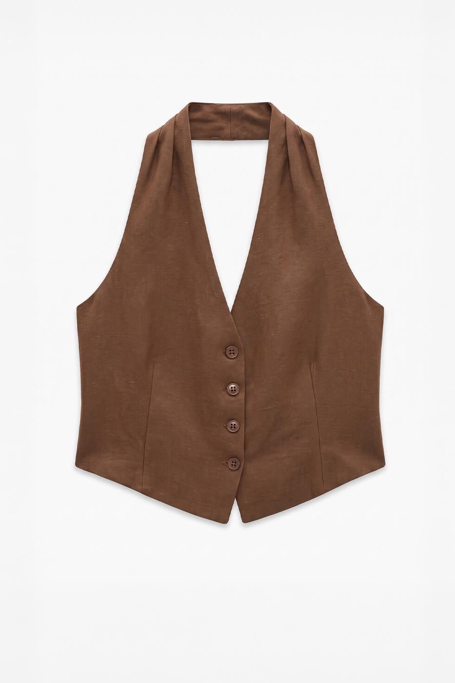 Halter Neck 100% Linen Vest