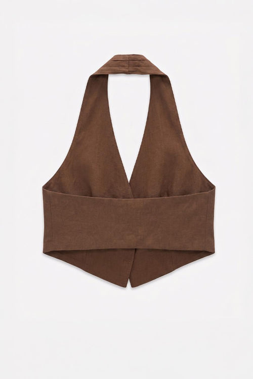 Halter Neck 100% Linen Vest