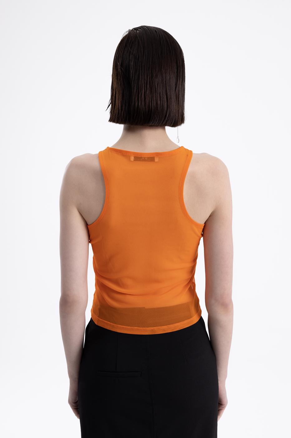 Halter neck printed tulle top