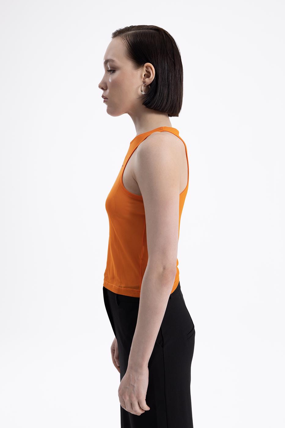 Halter neck printed tulle top