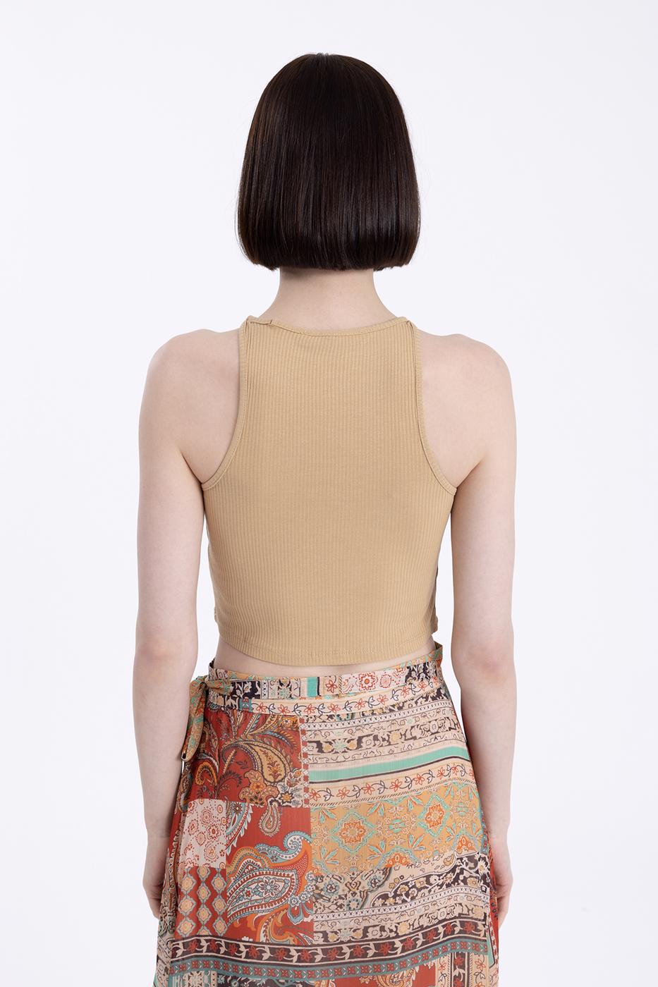 Halter neck crop body Beige