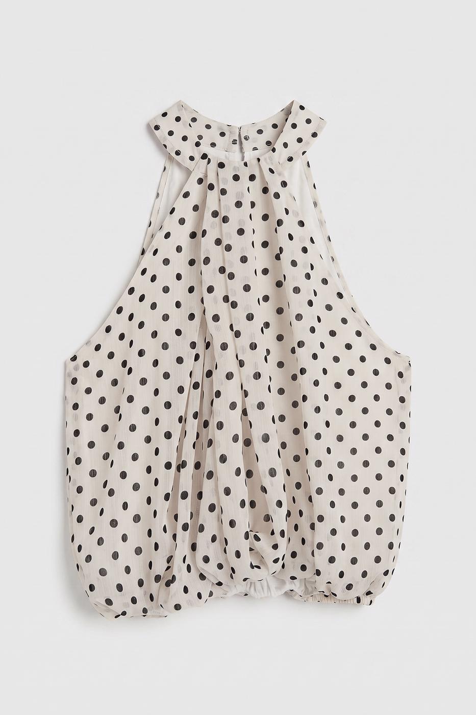 Halter Neck Draped Blouse Off whıte