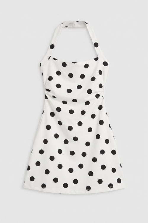 Halter Neck Mini Dress Ecru