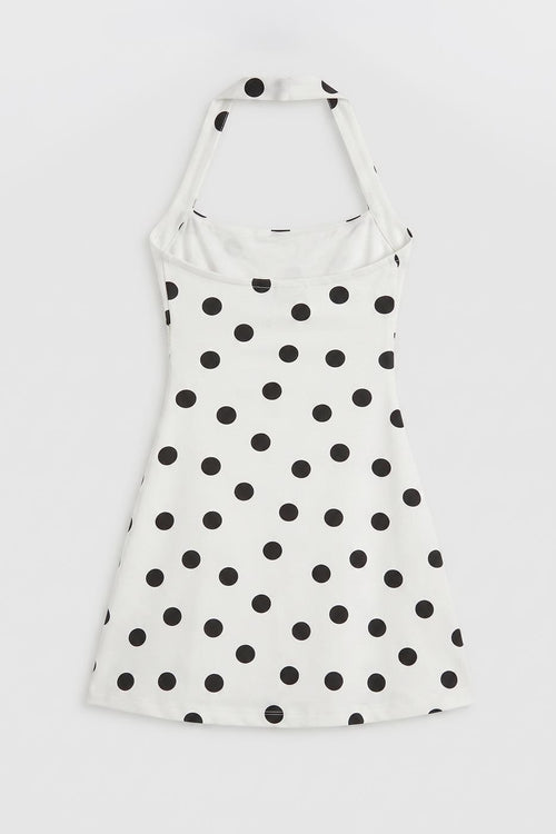 Halter Neck Mini Dress Ecru