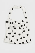 Halter Neck Polka Dot Top Ecru